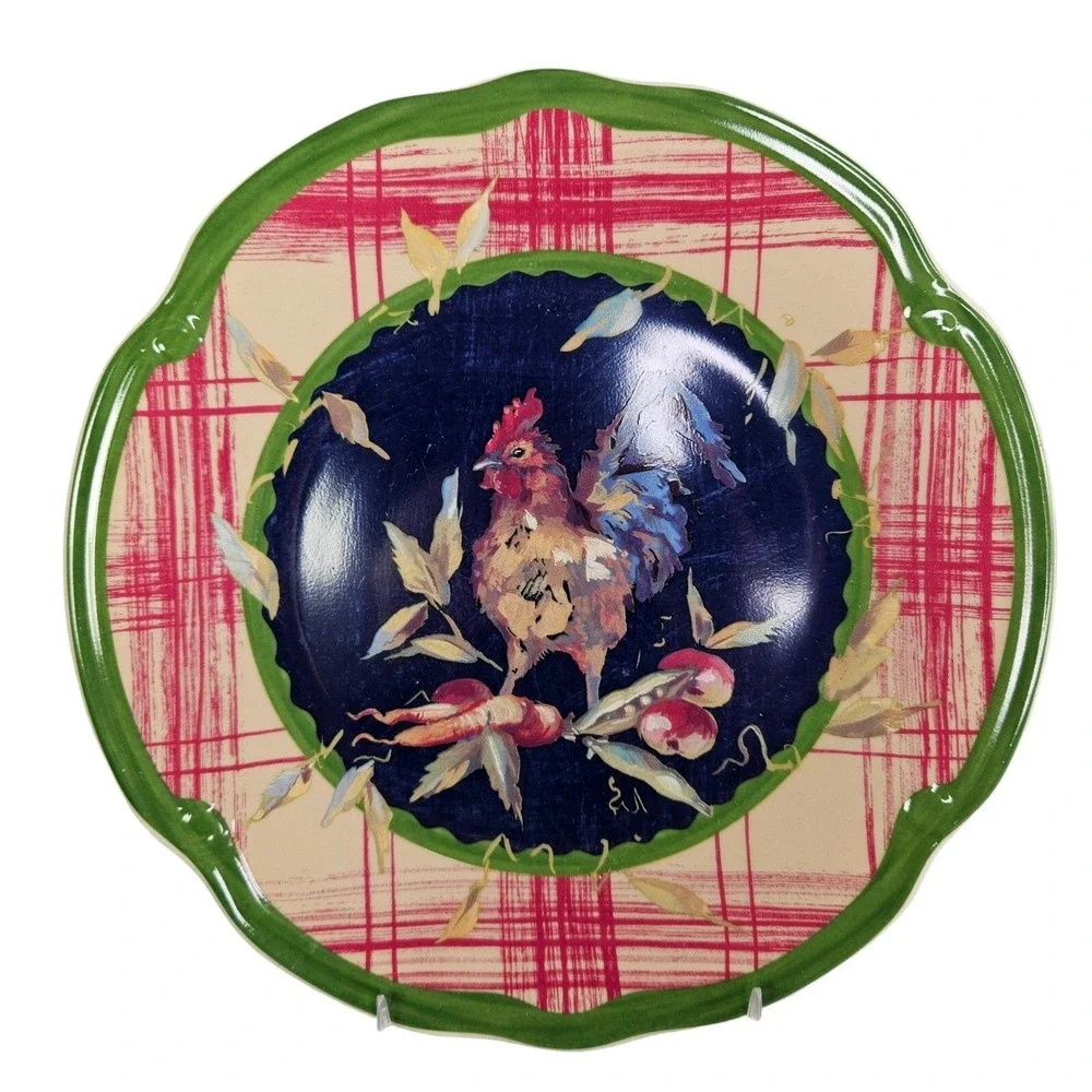 Tracy Porter Rooster Salad Plates Set 4 Stonehouse Farm Collection Scallop Rim